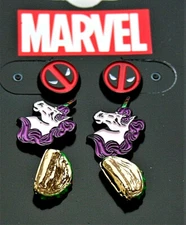 3 Pair Marvel Comics Deadpool Unicorn Taco Stud Earring Set New MOC 2018
