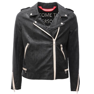 7162AH women's jacket FREEDOMDAY black eco-leather jacket woman