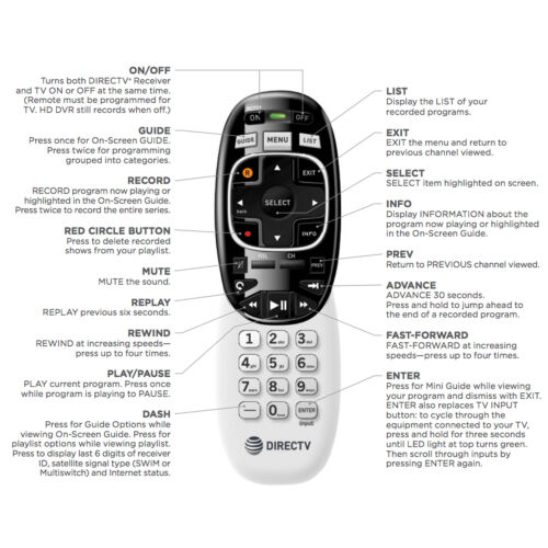 DIRECTV RC73 Telecomando HR54, C61(RF/IR) sostituisce RC72-RC71 AT&T - Foto 4 di 5