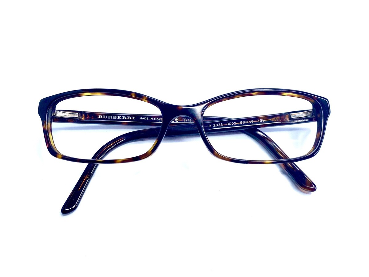 Burberry B 2073 3002 Tortoise Rectangle Eyeglasses Frames 53-16-135 Italy Brown Burberry B2073 3002 Tortoise Brown Eyeglasses Frames 53-16  main image 3