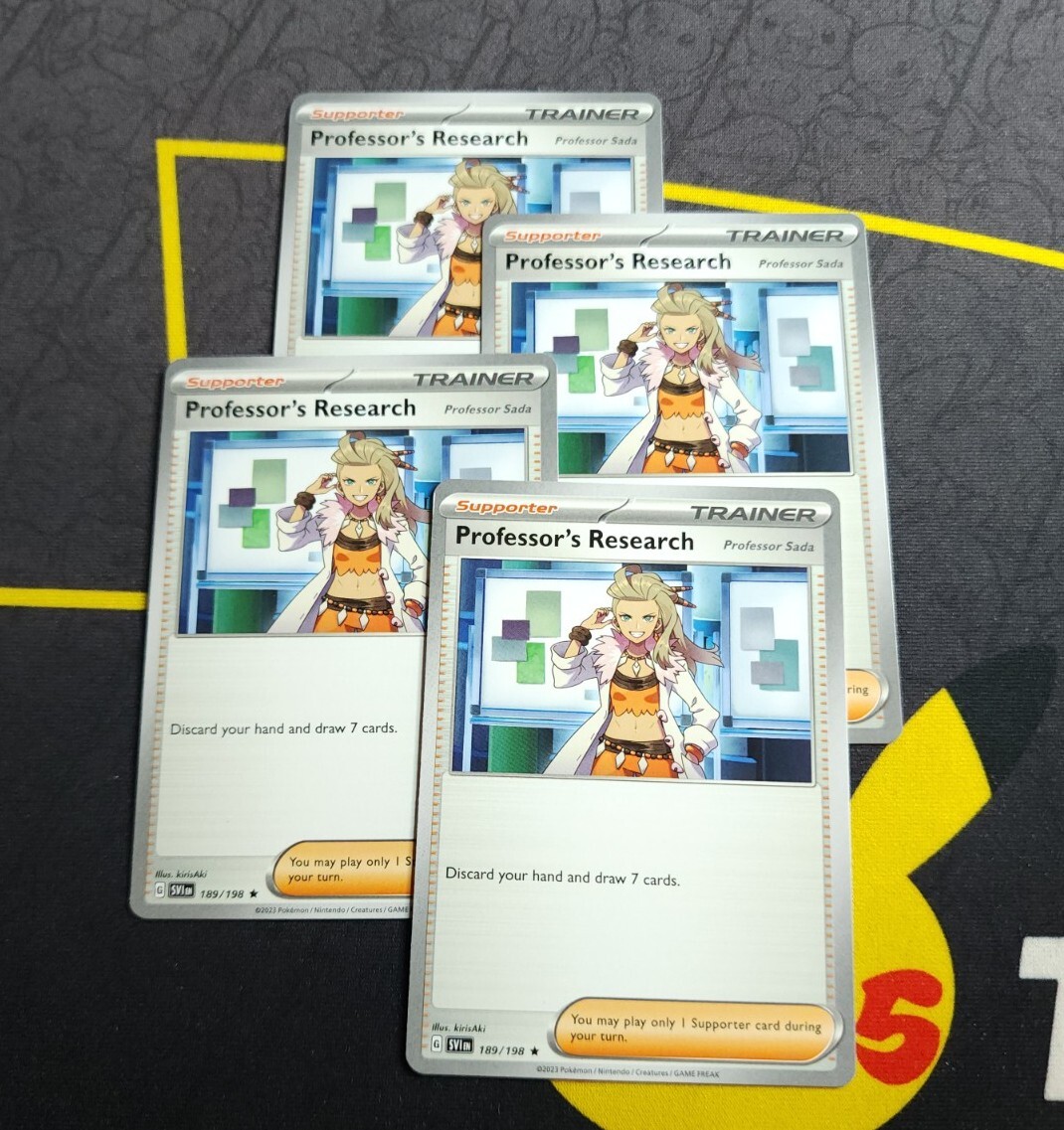 4x Pokemon TCG Professor's Research (Professor Sada) 189/198 Non Holo NM Playset