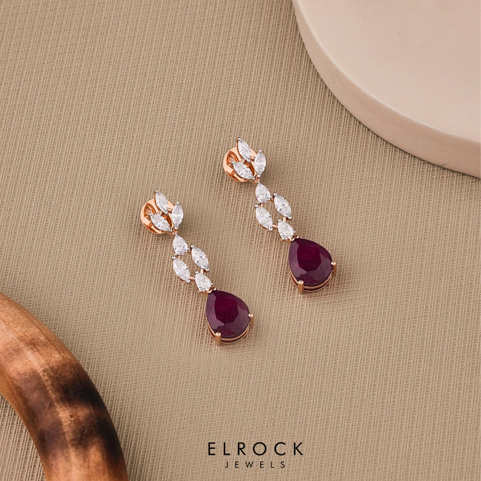 14K Rose Gold Tennis 24.2Ct Labgrown Diamond Ruby Stone Necklace For Women's - Image 4 of 4