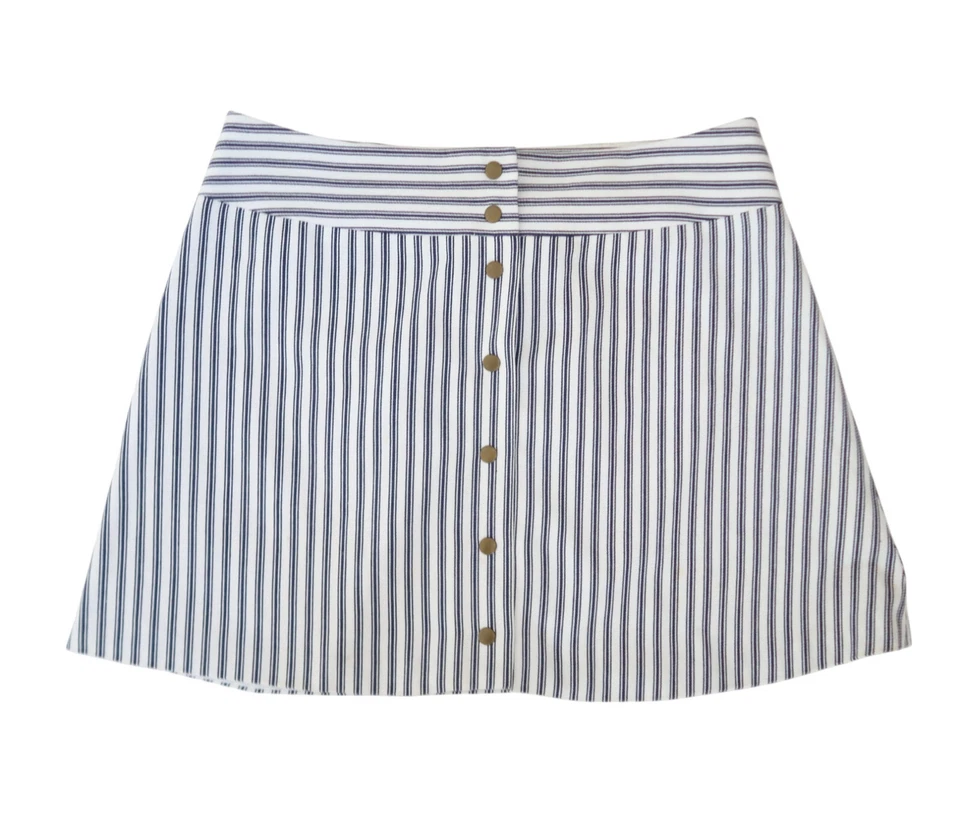 HARVEY FAIRCLOTH Flared Ticking stripe mini skirt sz 8 - Image 3 of 4