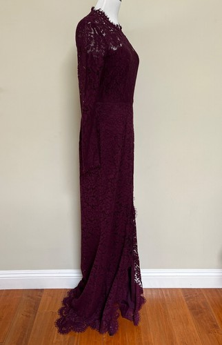 NWT Rachel Zoe Angie Fig Purple Lace Open Back Long Sleeve Gown Dress Sz 12 $525 - Picture 17 of 24