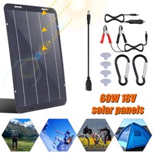 60W Solar Panel Kit 18V Trickle Charger Battery Charger Maintainer Boat RV Car