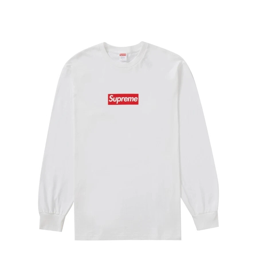 Logo de boîte Supreme L/S rouge sur blanc   Medium   Neuf