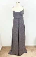 Balenciaga Silk Blue Abstract Maxi Dress Size 36 Spaghetti Straps Zipper HOLE