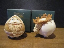 Harmony Kingdom Nick and Rudy Santa &amp; Reindeer Christmas Hard Body Roly Poly Set