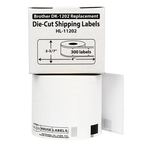 Non-OEM Fits BROTHER DK-1202 Labels - (1) Roll of 300 + (1) REUSABLE FRAME - Picture 2 of 7