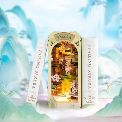 Rolife 3D Holz Puzzle Fallen Sakura 1:24 Haus Buch Ecke Dekor Modell Geschenk
