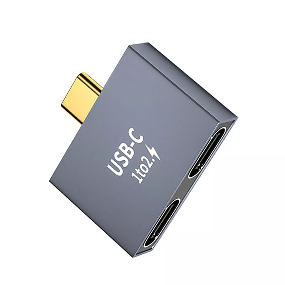 1 to 2 Type C Splitter PD Charger Data Transfer USB C Male to Dual USB C Female