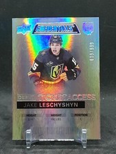 JAKE LESCHYSHYN 21-22 CREDENTIALS DEBUT TICKET ACCESS RC #609/999 GOLDEN KNIGHTS