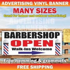 BARBER SHOP WALK-INS WELCOME Advertising Banner Vinyl Mesh Sign beauty spa hair