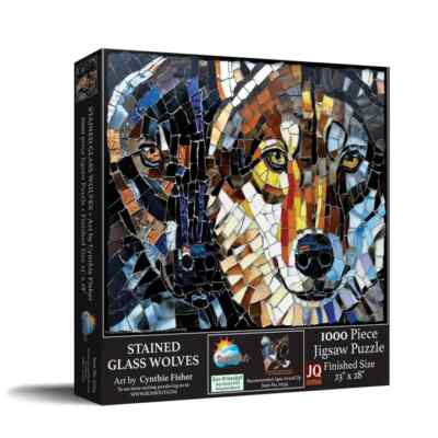    NEW/SEALED Stained-Glass Wolves 1000-piece Puzzle by Cynthie Fisher   