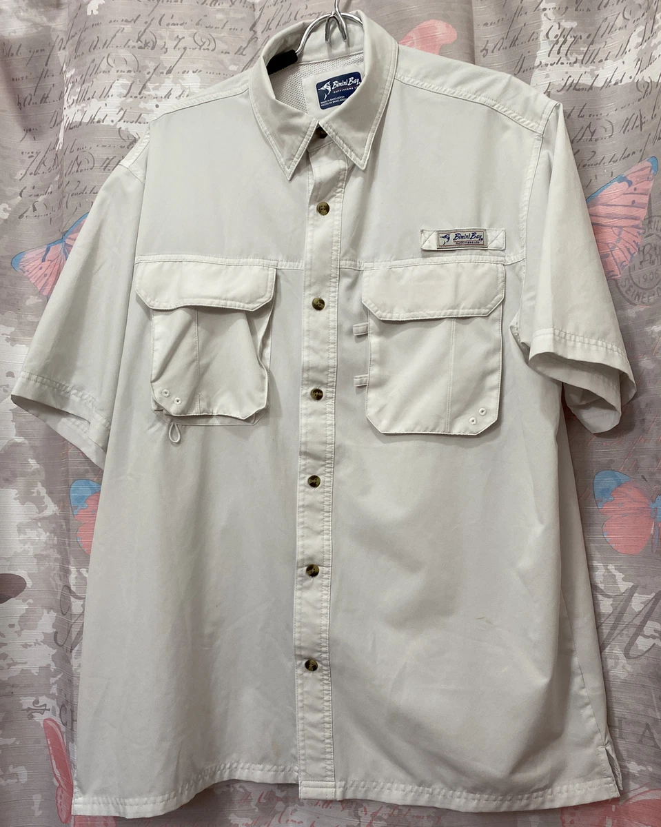 Bimini Bay Short Sleeve Vented Outdoor Fishing Shirt Men's Large, Cream  Color