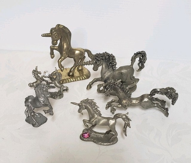 Lot of 7 Vintage Spoontiques, Pewter one Brass Unicorn Figurines eBay