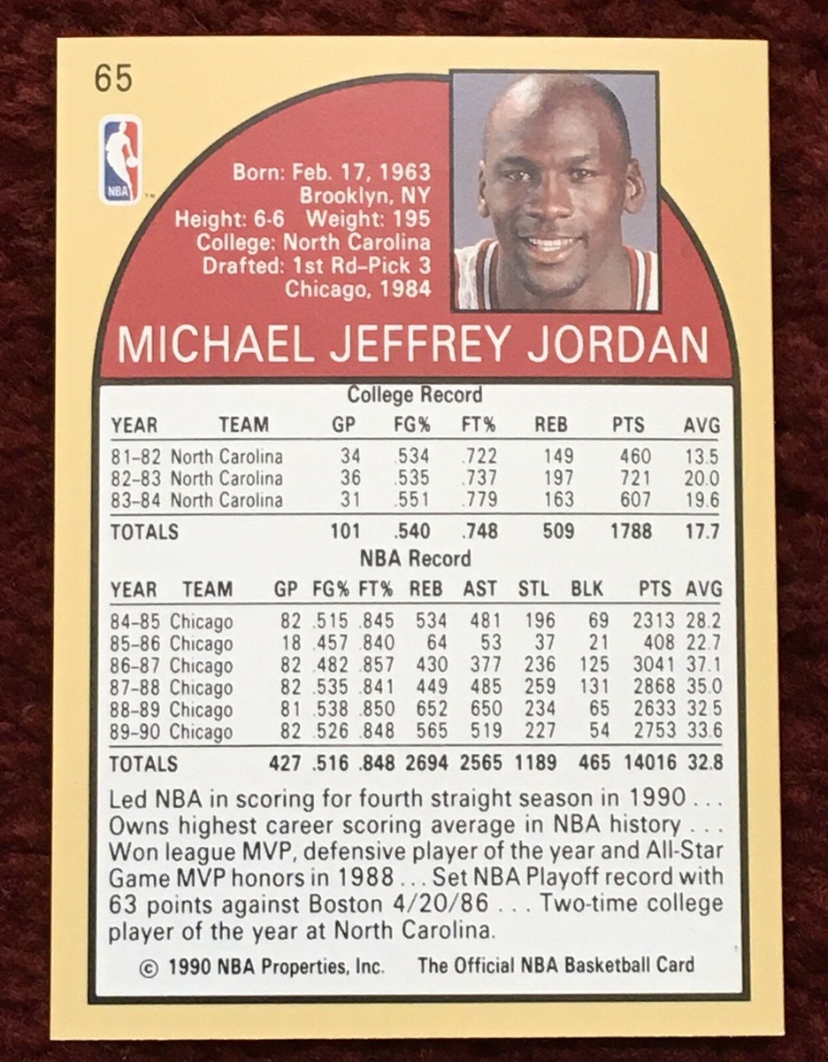MICHAEL JORDAN 1990 - 1991 NBA Hoops #65 🏀 Chicago Bulls