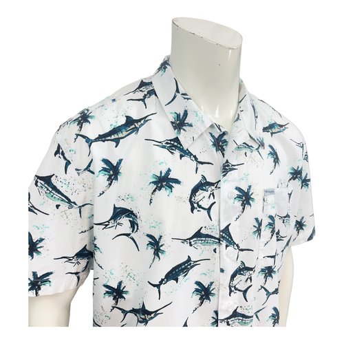 Columbia PFG Vented Trollers Best Marlin Print Woven Shirt Mens L - Picture 4 of 12