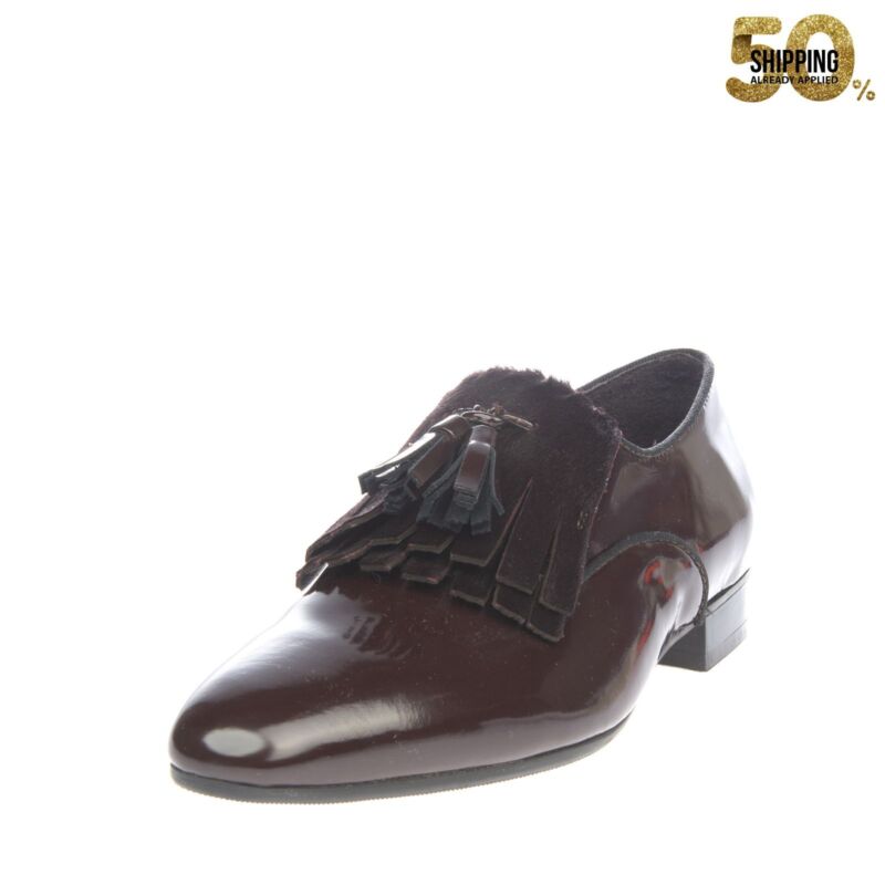 RRP €125 CAFENOIR Leather Loafer Shoes EU 36 UK 3 US 6 Patent Calf Hair Fringe