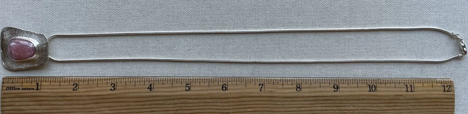 Collar Colgante Serpiente 23" Rodocrosita Rosa Geo Industrial Modernista Esterlina Foto 4 de 4