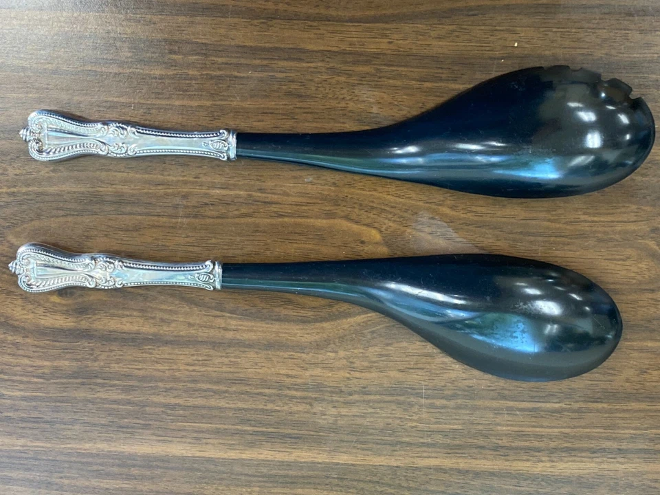 Juego de 2 cuencos negros con mango de plata esterlina 925 colonial Towle Old Foto 3 de 3