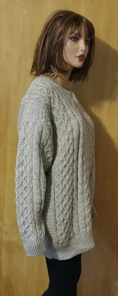 MUJER GERALARRA ARAN IRLANDÉS PRENDAS DE PUNTO LANA CABLEADO CÁRDIGAN SUÉTER ~ GRANDE Foto 2 de 4