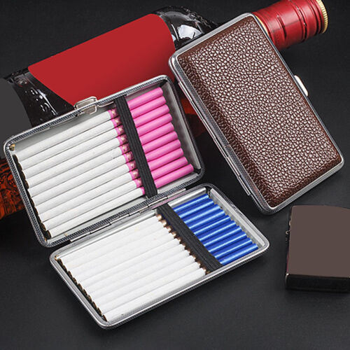 Slim Cigars Box PU Leather Cigarettes Container for Holding 20 Cigars