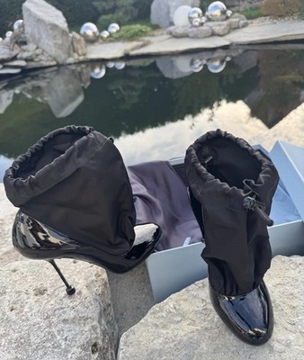 850  Prada Stiefeletten Boots High Heels wNEU 38 Re-Edition Stulpen Stiefel