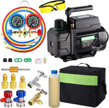Ac Vacuum Pump And Gauge Set 3.5 Cfm 14 Hp R22 R12 R134a R410a Ac Refrigerati Ac Vacuum Pump And Gauge Set 3.5 Cfm 14 Hp R22 R12 R134a R410a Ac Refrigerati