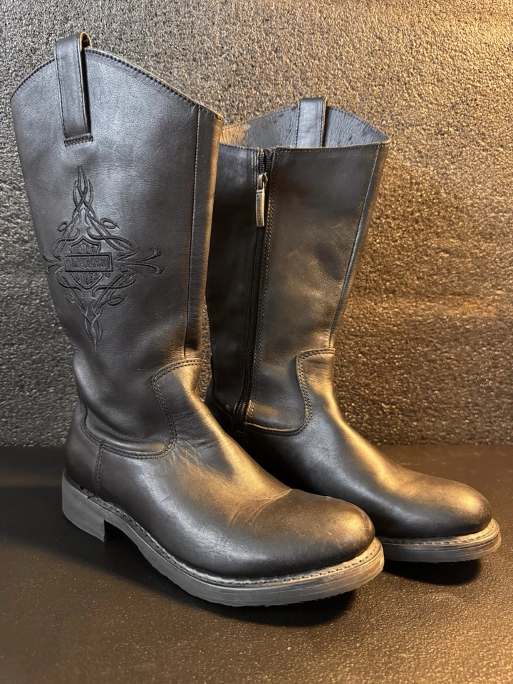 Botas Harley Davidson de cuero negras con logotipo Harley bordado talla 7,5/38,5 Foto 2 de 4