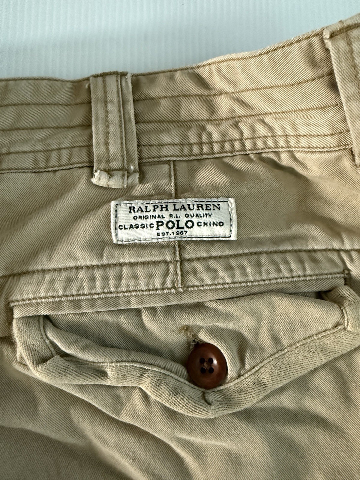 Vintage Polo Ralph Lauren Y2K Cargo Shorts Men 42 Utility Baggy 90's  Tan Chino thumbnail 4