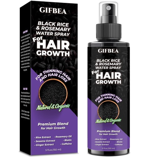Organic Black Rice Water Hair Growth Serum Spray, 5 Fl Oz, Rosemary Scent, Fo...