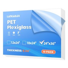 6 Pack of PET/Plexiglass Sheets 24x36-0.04" Clear Plastic Sheet Panels for Pi...