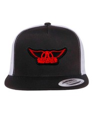 NEW KUSTOM HATZ CONCERT AEROSMITH PATCH SNAPBACK HAT BLACK / WHITE MADE IN USA