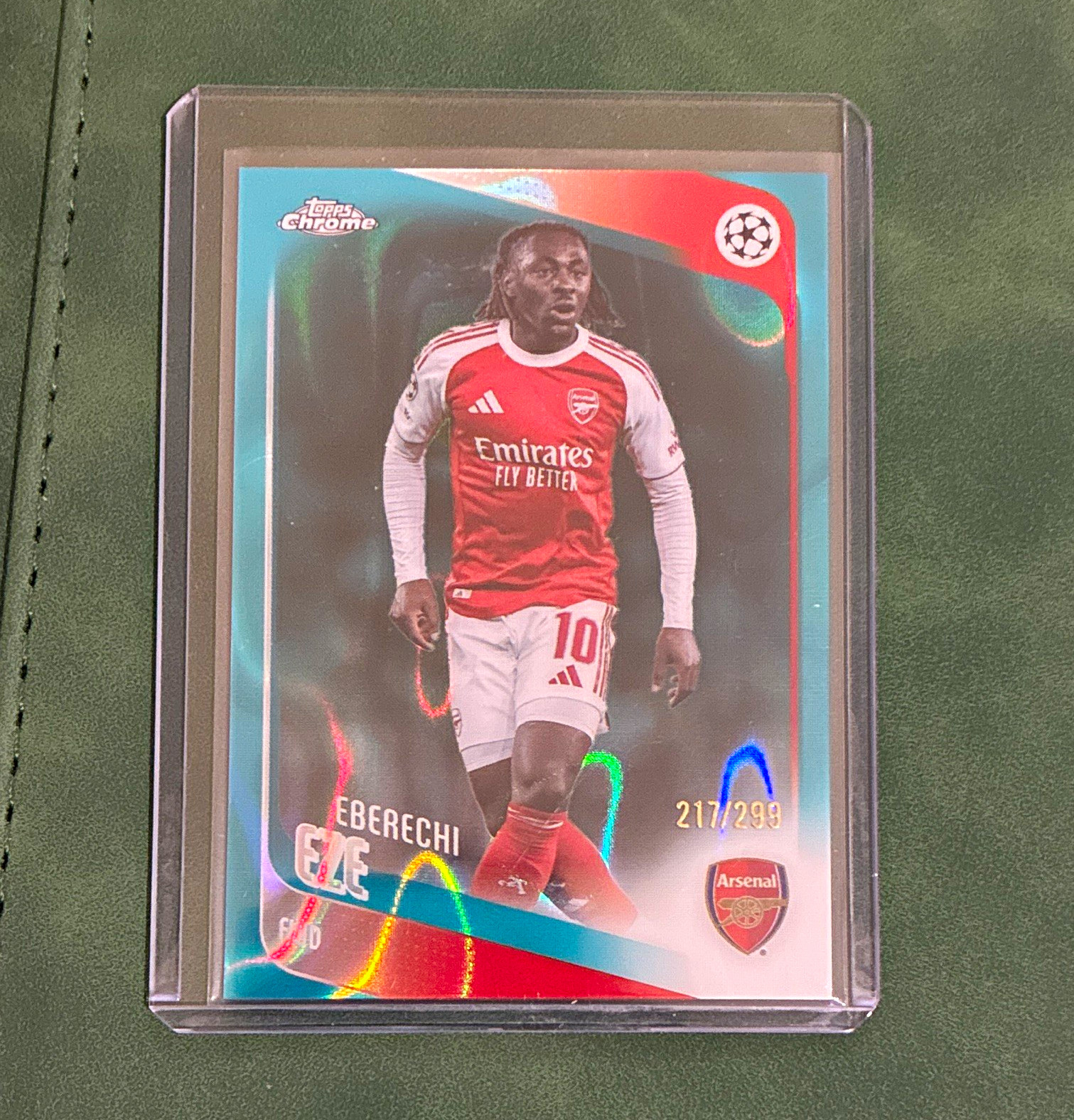 EBERECHI EZE 2025-26 TOPPS CHROME UEFA CL TEAL LAVA #/299 #194 ARSENAL view 1
