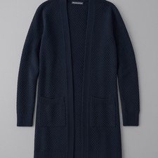 Abercrombie Fitch Women s Small Navy Longline Knit Cardigan Open Front