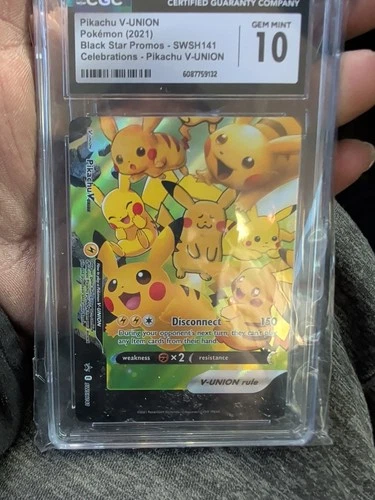 2021 POKEMON BLACK STAR PROMO SWSH141 CELEBRATIONS PIKACHU V-UNION CGC 10 GEM MT