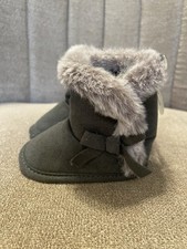 First Steps Baby Girl Gray Boots Size 3-6 Mon...