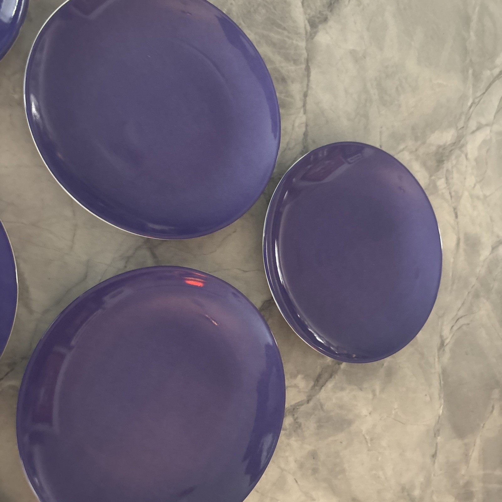 Set Of 6 CRATE & BARREL Porcelain Salad/dessert/Snack plates PURPLE 6.5" NWOT!!