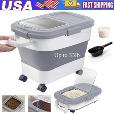 Collapsible Dog Food Storage Container 33 lb Airtight Pet Food Bin with Scoop