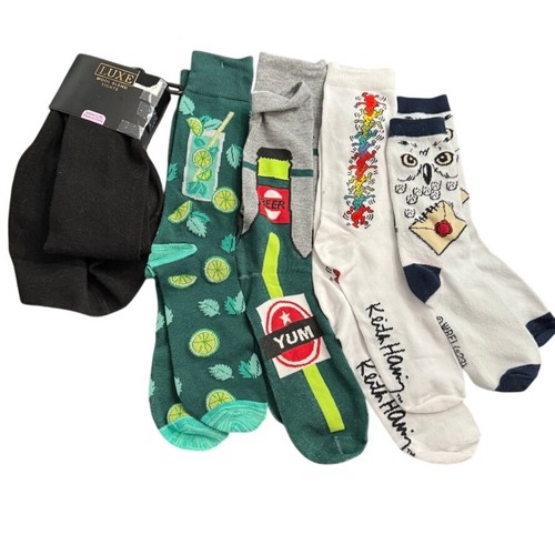 Novelty Sock Bundle Keith Haring Harry Potter Luxe Wool Tights Athletic 5 Pairs