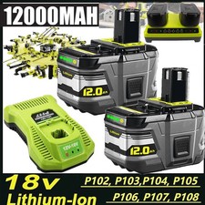 12Ah 8AH 6AH 18V Battery For Ryobi One Plus P108 Li-ion RB18L50 RB18L40 Charger