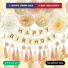 Gold Happy Birthday Party Decorations for Women Girls