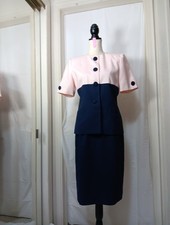 Kasper Skirt Suit color block Blazer Jacket Lined seasonless crepe Size 6