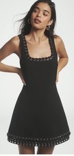 NWT RMN Studio Sleeveless Grommet Whipstitch Mini Dress 4 Black Anthropologie