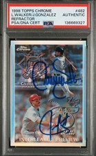Larry Walker Juan Gonzalez Autograph Auto 1998 Topps Chrome Refractor Card - PSA
