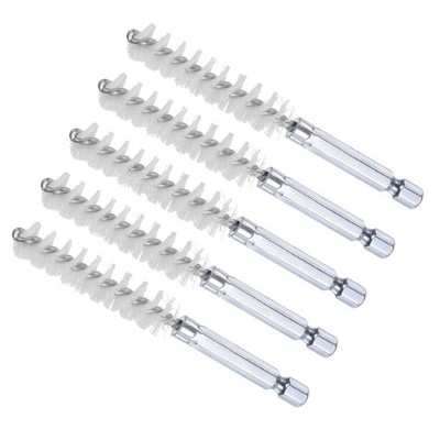 5pc Nylon Bore Brush 12mm Dia 4'' Length Cleaning Wire Brushes w 1/4'' Hex Shank