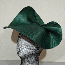dark green straw fascinator millinery burlesque headband wedding hat