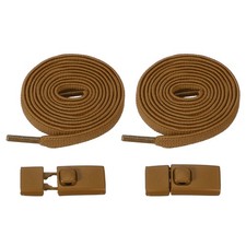 No Tie Shoelaces with 2 Metal Square Buckle Clips, 1Pair  Brown