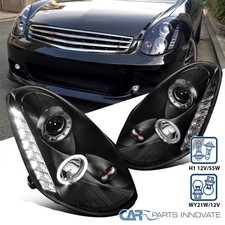 Black Fits 2005-2006 Infiniti G35 4dr Led Halo Projector Headlights Leftright Black Fits 2005-2006 Infiniti G35 4dr Led Halo Projector Headlights Leftright